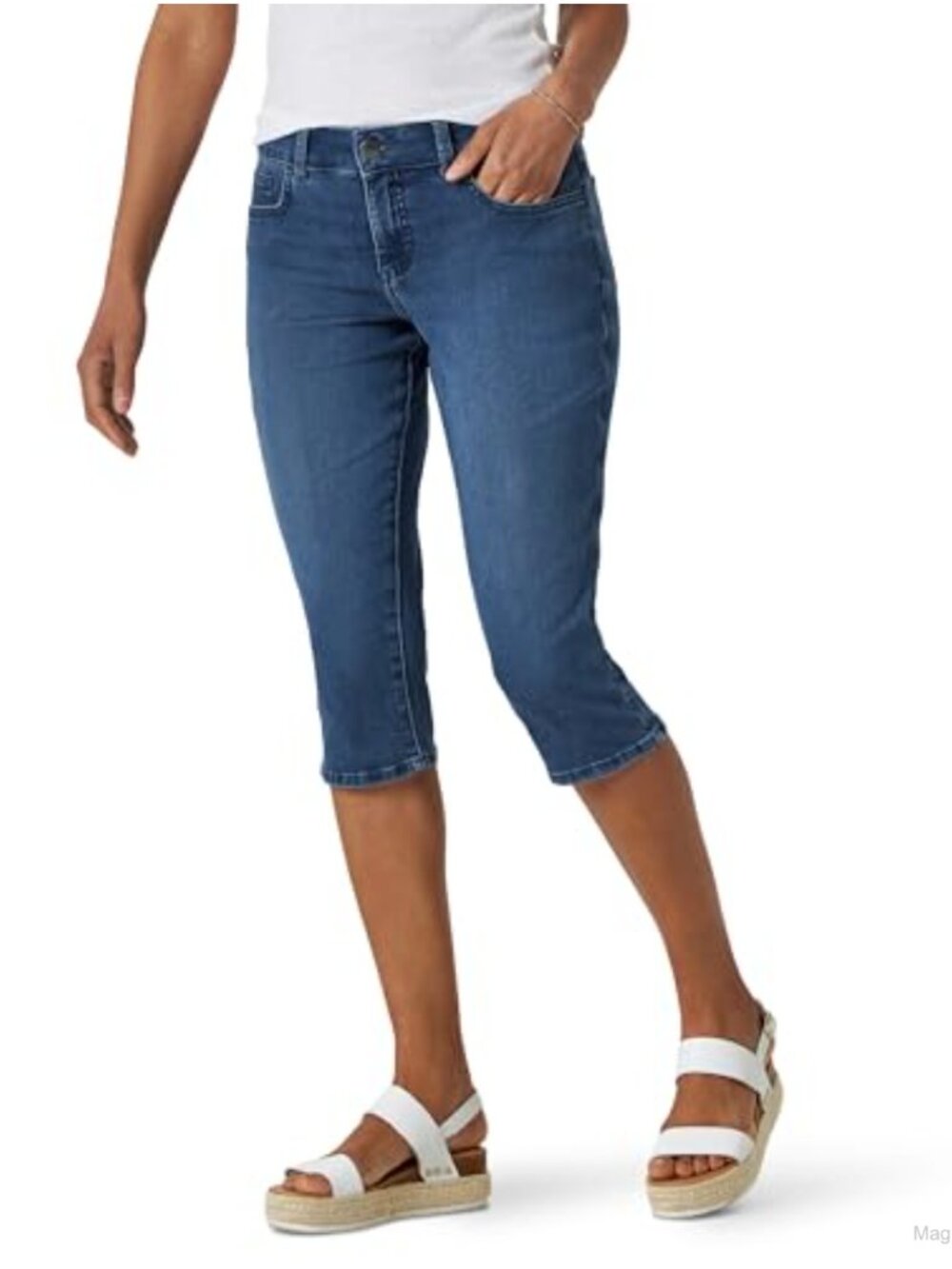Ultra Soft Denim Capri Jeans Midrise 5-Pocket Stretch